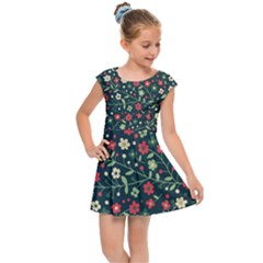 Flowering Branches Seamless Pattern Kids  Cap Sleeve Dress by Zezheshop