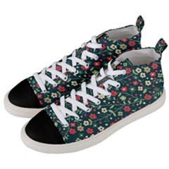 Flowering Branches Seamless Pattern Men s Mid-top Canvas Sneakers by Zezheshop