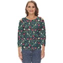 Flowering Branches Seamless Pattern Cut Out Wide Sleeve Top View1