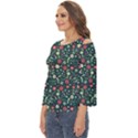 Flowering Branches Seamless Pattern Cut Out Wide Sleeve Top View2