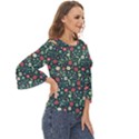 Flowering Branches Seamless Pattern Cut Out Wide Sleeve Top View3