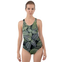 Leaves Foliage Botany Plant Cut-out Back One Piece Swimsuit by Ravend