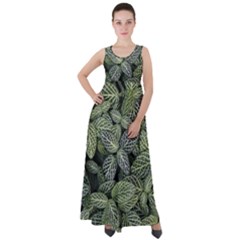 Leaves Foliage Botany Plant Empire Waist Velour Maxi Dress by Ravend