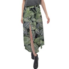 Leaves Foliage Botany Plant Velour Split Maxi Skirt by Ravend