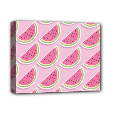 Pink Melon Wayermelon Pattern Food Fruit Melon Deluxe Canvas 14  X 11  (stretched) by Ravend