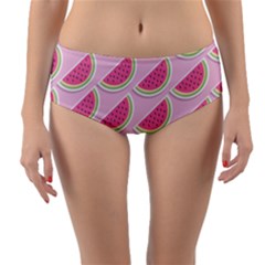 Pink Melon Wayermelon Pattern Food Fruit Melon Reversible Mid-waist Bikini Bottoms by Ravend