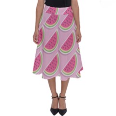 Pink Melon Wayermelon Pattern Food Fruit Melon Perfect Length Midi Skirt by Ravend