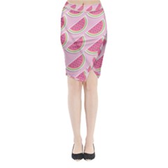 Pink Melon Wayermelon Pattern Food Fruit Melon Midi Wrap Pencil Skirt by Ravend