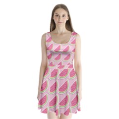 Pink Melon Wayermelon Pattern Food Fruit Melon Split Back Mini Dress  by Ravend