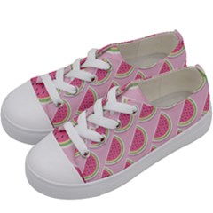 Pink Melon Wayermelon Pattern Food Fruit Melon Kids  Low Top Canvas Sneakers by Ravend