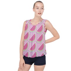 Pink Melon Wayermelon Pattern Food Fruit Melon Bubble Hem Chiffon Tank Top by Ravend