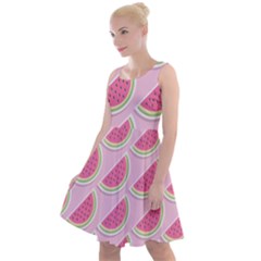 Pink Melon Wayermelon Pattern Food Fruit Melon Knee Length Skater Dress by Ravend