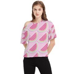 Pink Melon Wayermelon Pattern Food Fruit Melon One Shoulder Cut Out Tee by Ravend