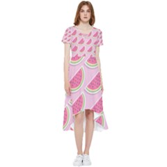 Pink Melon Wayermelon Pattern Food Fruit Melon High Low Boho Dress by Ravend