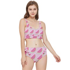 Pink Melon Wayermelon Pattern Food Fruit Melon Frilly Bikini Set by Ravend