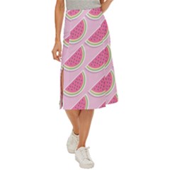 Pink Melon Wayermelon Pattern Food Fruit Melon Midi Panel Skirt by Ravend