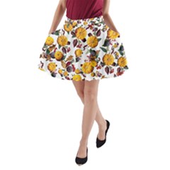 Pumpkin Fruit Flower Pattern A-line Pocket Skirt by Ravend