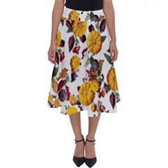 Pumpkin Fruit Flower Pattern Perfect Length Midi Skirt by Ravend