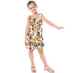 Pumpkin Fruit Flower Pattern Kids  Sleeveless Dress by Ravend