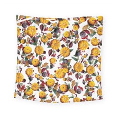 Pumpkin Fruit Flower Pattern Square Tapestry (small) by Ravend