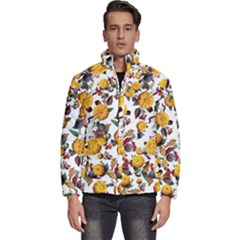 Pumpkin Fruit Flower Pattern Men s Puffer Bubble Jacket Coat by Ravend