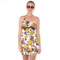 Pumpkin Fruit Flower Pattern One Soulder Bodycon Dress