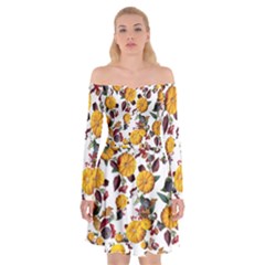 Pumpkin Fruit Flower Pattern Off Shoulder Skater Dress by Ravend