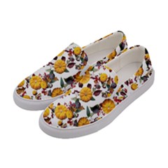 Pumpkin Fruit Flower Pattern Women s Canvas Slip Ons by Ravend