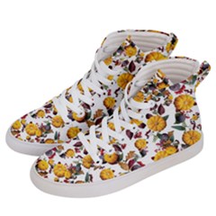 Pumpkin Fruit Flower Pattern Men s Hi-top Skate Sneakers by Ravend