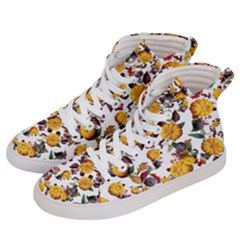 Pumpkin Fruit Flower Pattern Women s Hi-top Skate Sneakers by Ravend