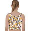 Pumpkin Fruit Flower Pattern Velvet Racer Back Crop Top View2