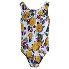 Pumpkin Fruit Flower Pattern Kids  Cut-out Back One Piece Swimsuit by Ravend