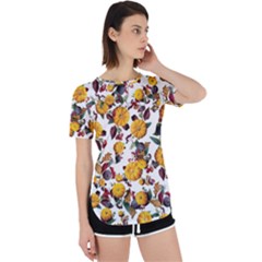 Pumpkin Fruit Flower Pattern Perpetual Short Sleeve T-shirt by Ravend