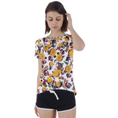 Pumpkin Fruit Flower Pattern Short Sleeve Foldover Tee by Ravend