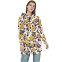 Pumpkin Fruit Flower Pattern Women s Long Oversized Pullover Hoodie View1