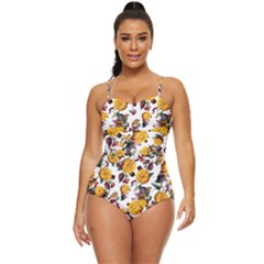 Pumpkin Fruit Flower Pattern Retro Full Coverage Swimsuit by Ravend