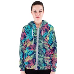 Sheets Tropical Picture Plant Pattern Women s Zipper Hoodie by Ravend