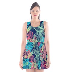 Sheets Tropical Picture Plant Pattern Scoop Neck Skater Dress by Ravend