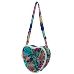 Sheets Tropical Picture Plant Pattern Heart Shoulder Bag by Ravend