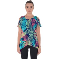 Sheets Tropical Picture Plant Pattern Cut Out Side Drop Tee by Ravend