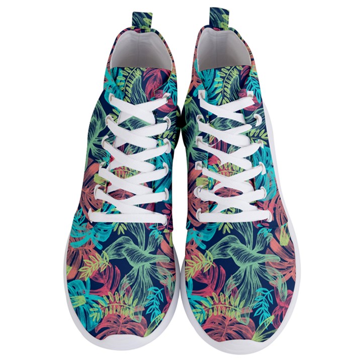 Sheets Tropical Picture Plant Pattern Men s Lightweight High Top Sneakers