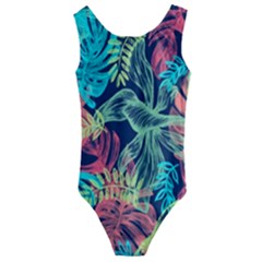 Sheets Tropical Picture Plant Pattern Kids  Cut-out Back One Piece Swimsuit by Ravend