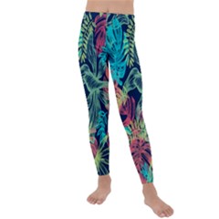 Sheets Tropical Picture Plant Pattern Kids  Lightweight Velour Leggings by Ravend