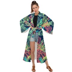 Sheets Tropical Picture Plant Pattern Maxi Kimono by Ravend