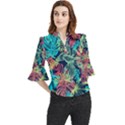 Sheets Tropical Picture Plant Pattern Loose Horn Sleeve Chiffon Blouse View1