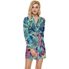 Sheets Tropical Picture Plant Pattern Long Sleeve Satin Robe by Ravend