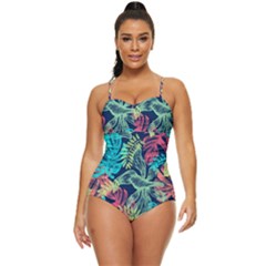 Sheets Tropical Picture Plant Pattern Retro Full Coverage Swimsuit by Ravend