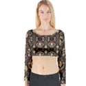 Vintage Batik Art Architecture Pattern Long Sleeve Crop Top View1