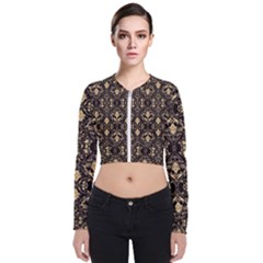 Vintage Batik Art Architecture Pattern Long Sleeve Zip Up Bomber Jacket by Ravend