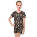 Vintage Batik Art Architecture Pattern Kids  Mesh Tee and Shorts Set View1